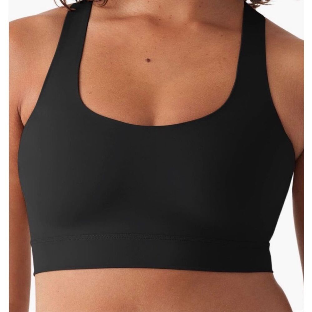 True & Co $58 True Body Low-Impact Racerback Bra Black large NEW